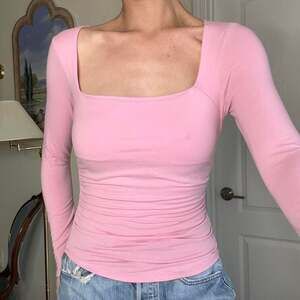 Heat & Hips Pink Square Neck Long Sleeve Top, Fitted Style, Size L
